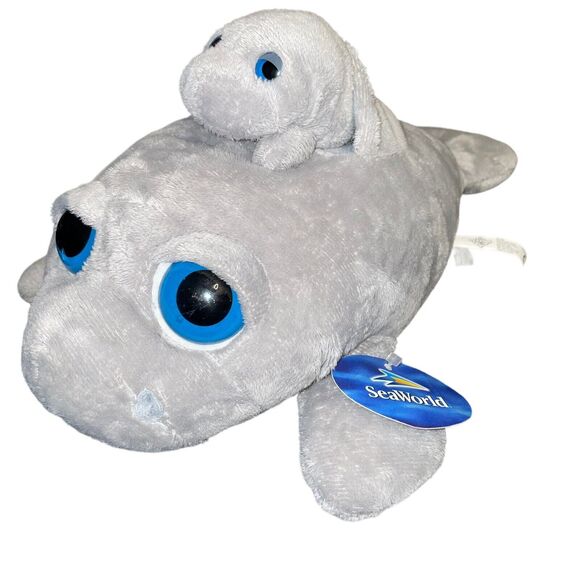 SeaWorld Plush Manatee Mom & Baby Calf Petting Zoo Nursery Souvenir Shower 17" - Picture 1 of 12